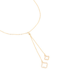 Gold Plated Cubic Zirconia Outline Flower Y-Necklace - link has visual effect only