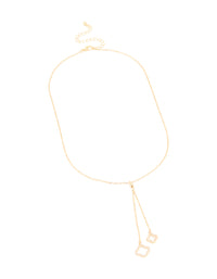 Gold Plated Cubic Zirconia Outline Flower Y-Necklace - link has visual effect only