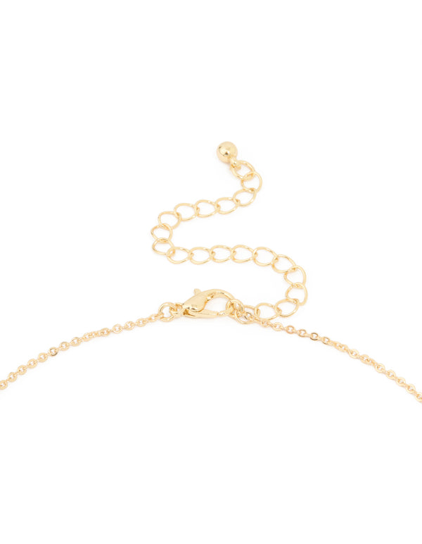 Gold Plated Cubic Zirconia Outline Flower Y-Necklace