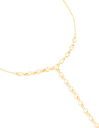 Gold Plated Bezel Cubic Zirconia Y-Necklace - link has visual effect only