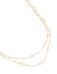 Gold Plated Freshwater Pearl Chain Layered Necklace - link has visual effect only