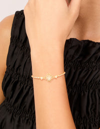Gold Plated Cubic Zirconia Flower Baguette Toggle Bracelet - link has visual effect only