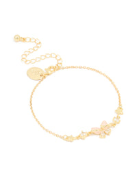 Gold Plated Pink Butterfly & Star Bracelet - link has visual effect only
