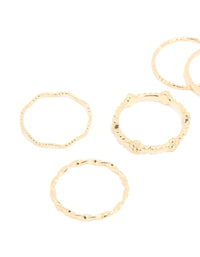 Gold Plated Clover Textured Ring 6-Pack - link has visual effect only