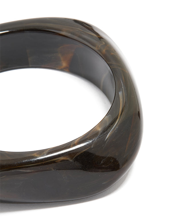 Black Acrylic Marble Square & Oval Bangle