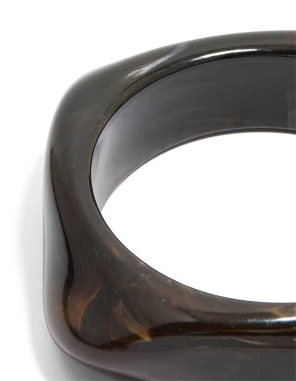 Black Acrylic Marble Square & Oval Bangle
