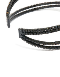 Black Coated Metal Diamante Pavé Wrap Wrist Cuff - link has visual effect only