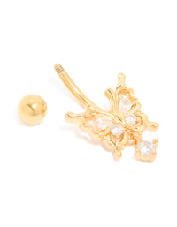 Surgical Steel Diamante Heart & Key Drop Belly Bar - link has visual effect only