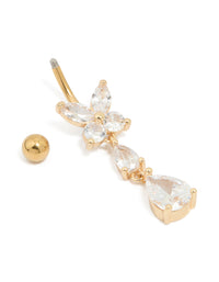 Surgical Steel Cubic Zirconia Butterfly Drop Belly Bar - link has visual effect only