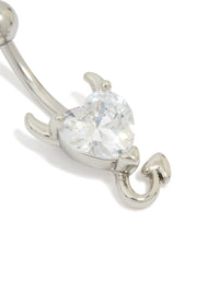 Surgical Steel Diamante Heart Devil Drop Belly Bar - link has visual effect only