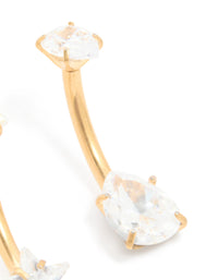 Gold Plated Titanium Cubic Zirconia Star & Pear Belly Bars 2-Pack - link has visual effect only