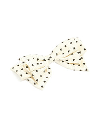 White Fabric Bow With Heart Polka Dot Hair Clip - link has visual effect only