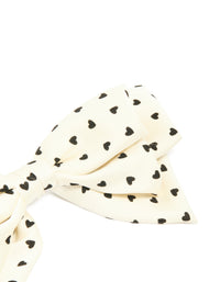 White Fabric Bow With Heart Polka Dot Hair Clip - link has visual effect only