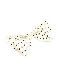 White Fabric Bow With Heart Polka Dot Hair Clip - link has visual effect only