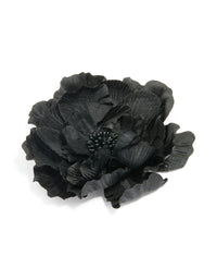 Black Large Fabric Poppy Flower Corsage Brooch - link has visual effect only