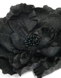 Black Large Fabric Poppy Flower Corsage Brooch - link has visual effect only