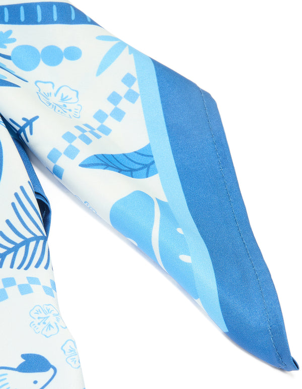 Blue Tropical Print Scarf