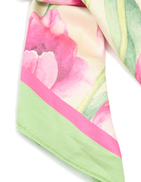 Pink & Green Tulip Flower Print Scarf - link has visual effect only