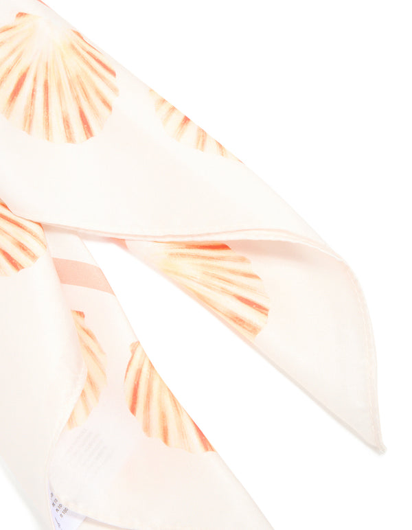 White Fabric Shell & Coral Printed Scarf