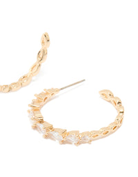 Gold Cubic Zirconia Lovely Hoop Earrings - link has visual effect only