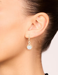 Gold Cubic Zirconia Dainty Circle Drop Earrings - link has visual effect only
