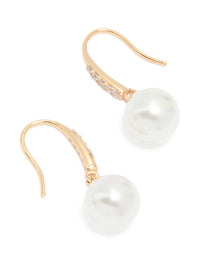 Gold Cubic Zirconia Fine Pearl Drop Earrings - link has visual effect only