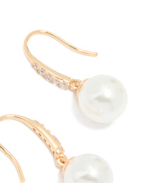 Gold Cubic Zirconia Fine Pearl Drop Earrings - link has visual effect only