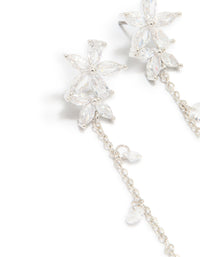 Silver Cubic Zirconia Flower Droplet Earrings - link has visual effect only