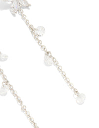Silver Cubic Zirconia Flower Droplet Earrings - link has visual effect only