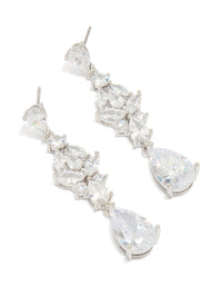 Silver Cubic Zirconia Large Butterfly Drop Earrings - link has visual effect only