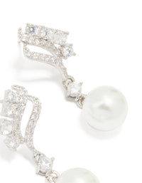 Silver Cubic Zirconia Pearl Mini Drop Earrings - link has visual effect only