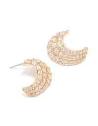 Gold Cubic Zirconia Curved Stud Earrings - link has visual effect only