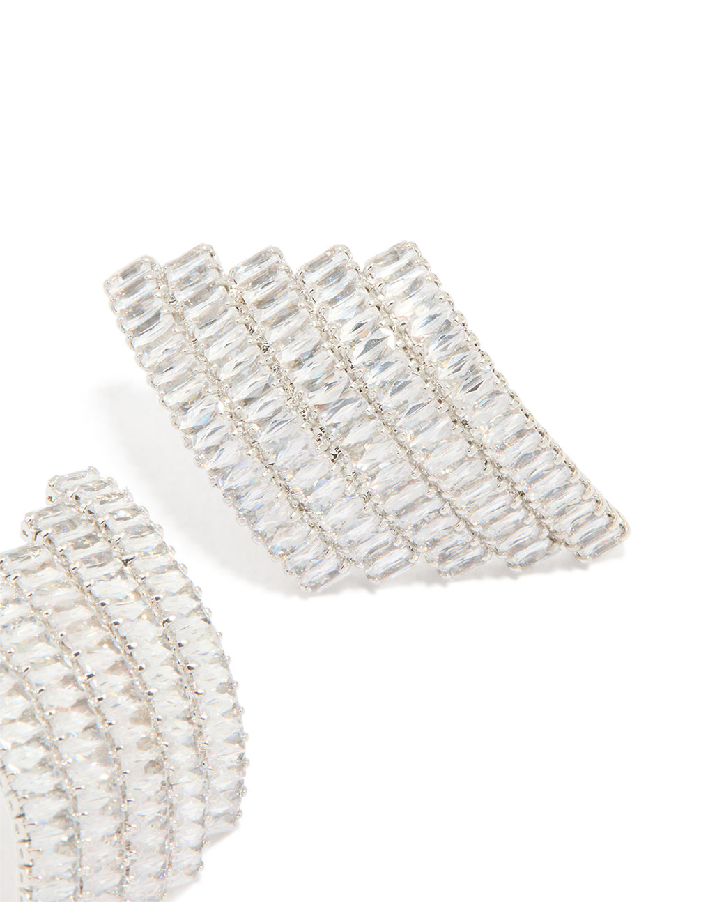 Silver Cubic Zirconia Statement Stud Earrings