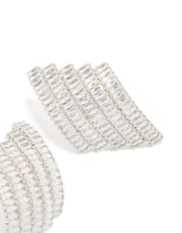 Silver Cubic Zirconia Statement Stud Earrings - link has visual effect only