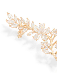 Gold Cubic Zirconia Large Floral Cuff Earring - link has visual effect only