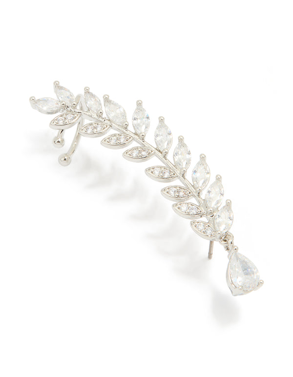 Silver Cubic Zirconia Lovely Vine Ear Cuff