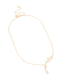 Gold Cubic Zirconia Vine Pear Necklace - link has visual effect only