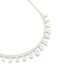 Silver Cubic Zirconia Statement Cluster Necklace - link has visual effect only