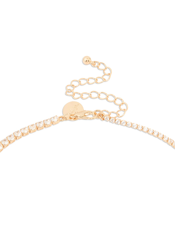 Gold Cubic Zirconia Dainty Y-Necklace