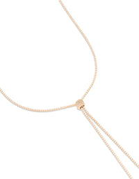 Gold Long Cubic Zirconia Lariat Necklace - link has visual effect only