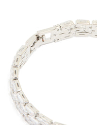 Silver Cubic Zirconia Rectangular Layered Tennis Bracelet - link has visual effect only