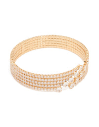 Gold Lovely Cubic Zirconia Wrap Wrist Cuff - link has visual effect only