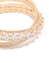 Gold Cubic Zirconia Multi Cross Wrist Cuff - link has visual effect only