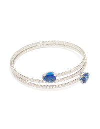 Silver Blue Cubic Zirconia Wrap Wrist Cuff - link has visual effect only