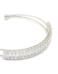 Silver Cubic Zirconia Marquise Wrist Cuff - link has visual effect only