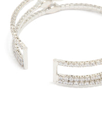 Silver Cubic Zirconia Layered Marquise Wrist Cuff - link has visual effect only