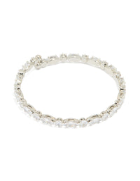 Silver Cubic Zirconia Mixed Stone Wrist Cuff - link has visual effect only