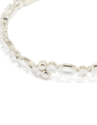 Silver Cubic Zirconia Mixed Stone Wrist Cuff - link has visual effect only