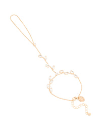 Gold Cubic Zirconia Marquise Hand Chain - link has visual effect only