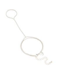Silver Cubic Zirconia Dainty Tennis Hand Chain - link has visual effect only